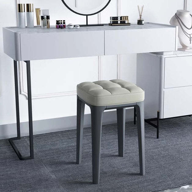 Modern PU Leather Stackable Vanity Stool — Blue