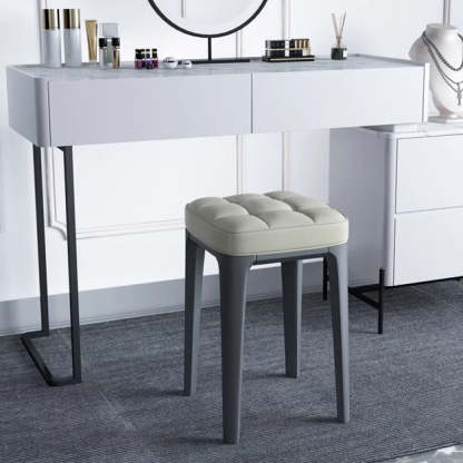 Modern PU Leather Stackable Vanity Stool — Blue