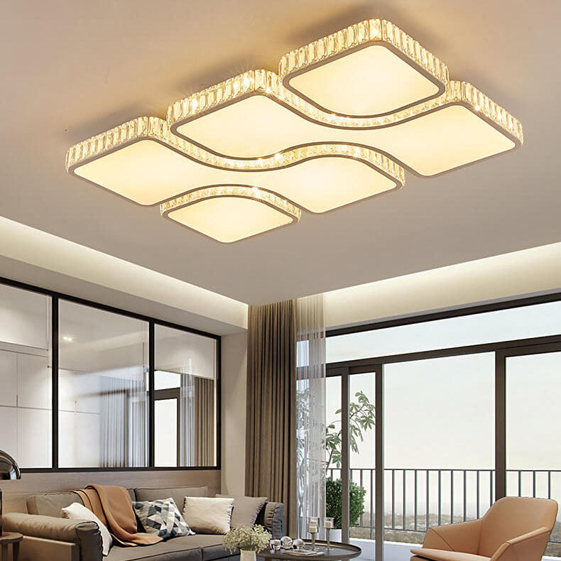 Gold luxury rectangular flush mount lighting — Square / Cool White (6000K) / 220V-240V (UK/AU)