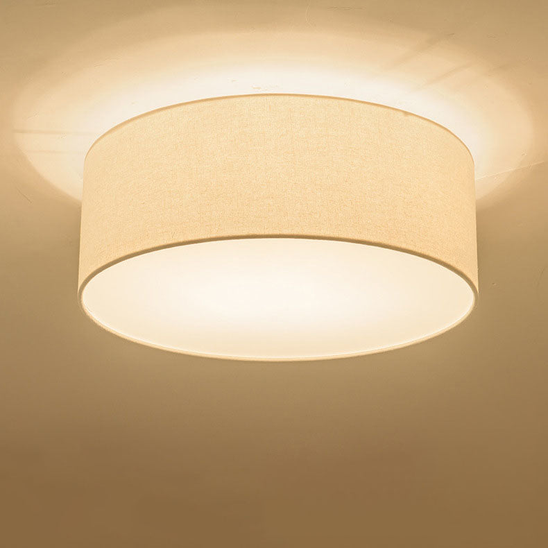 Nordic Round Drum Fabric Flush Ceiling Light