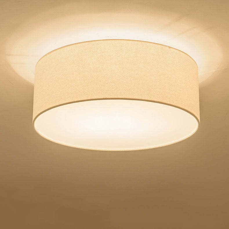 Nordic Round Drum Fabric Flush Ceiling Light