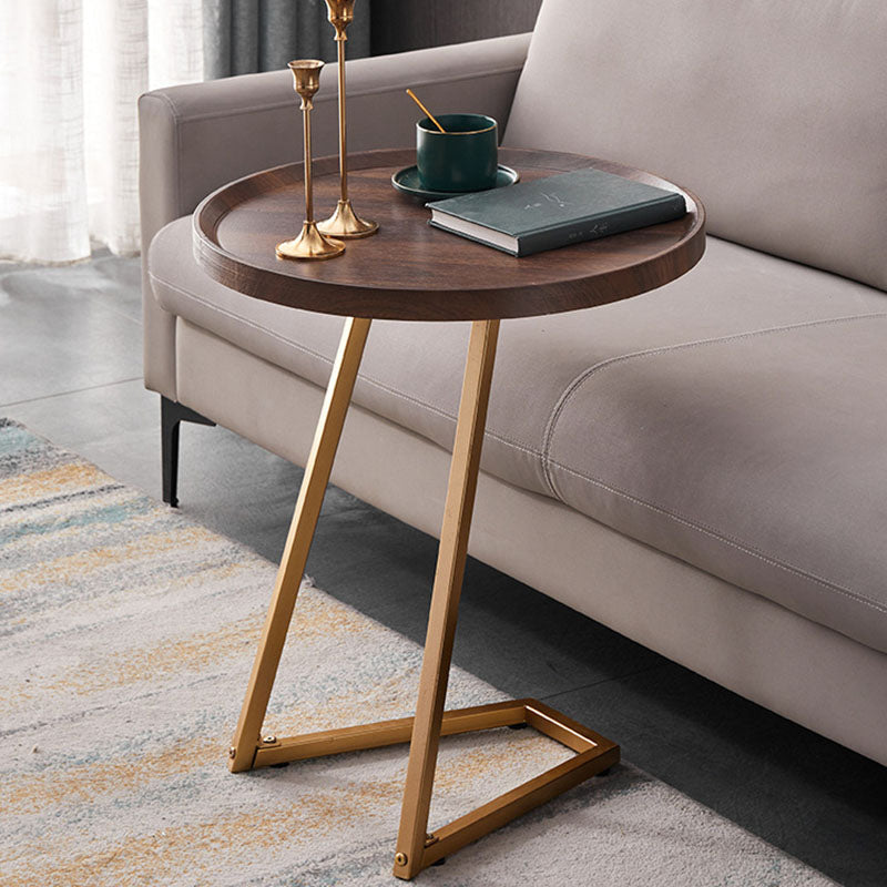 Modern Round Engineered Wood Iron Movable End Table — Black / Black