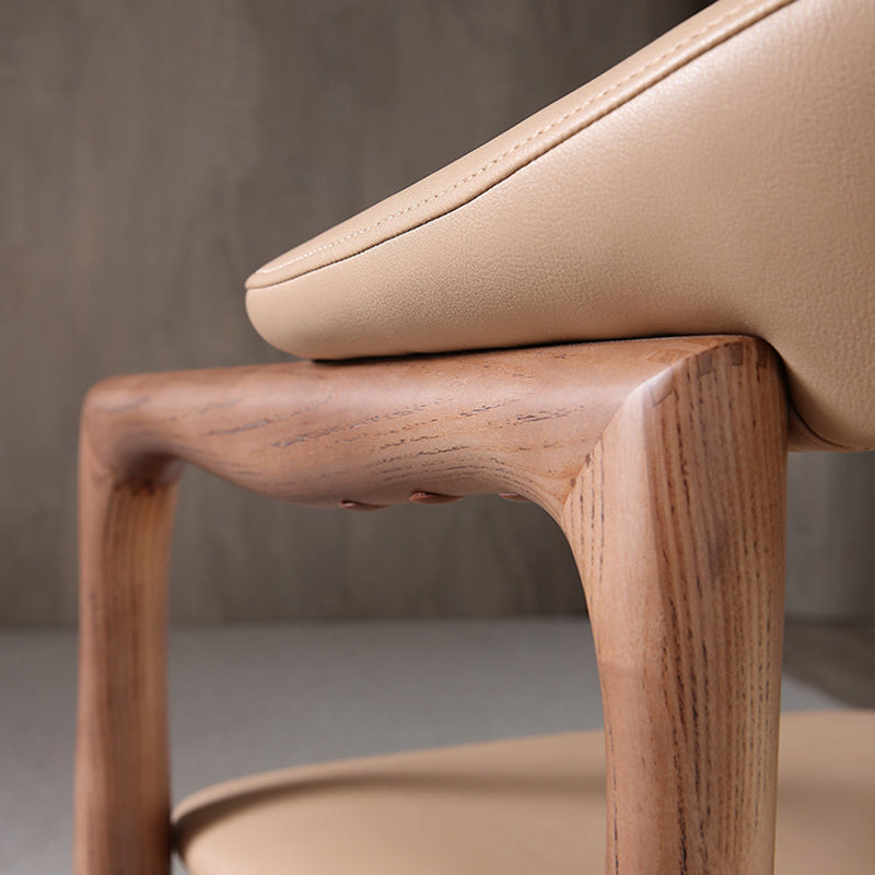 Contemporary Wood Leather Armchair