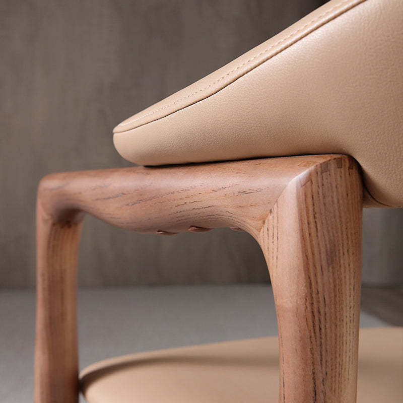 Contemporary Wood Leather Armchair