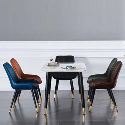 Modern Curved Leather Metal Dining Chair