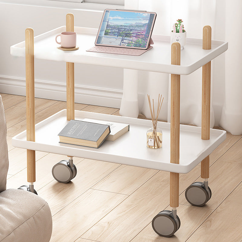 Minimalist Wood Metal Square Coffee Table 2-Shelf