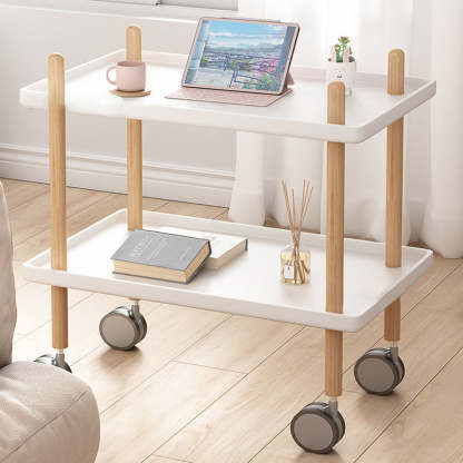 Minimalist Wood Metal Square Coffee Table 2-Shelf