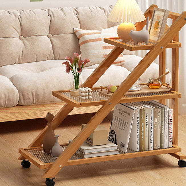 Minimalist Wood Plastic Rattan Acrylic End Table