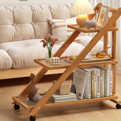 Minimalist Wood Plastic Rattan Acrylic End Table
