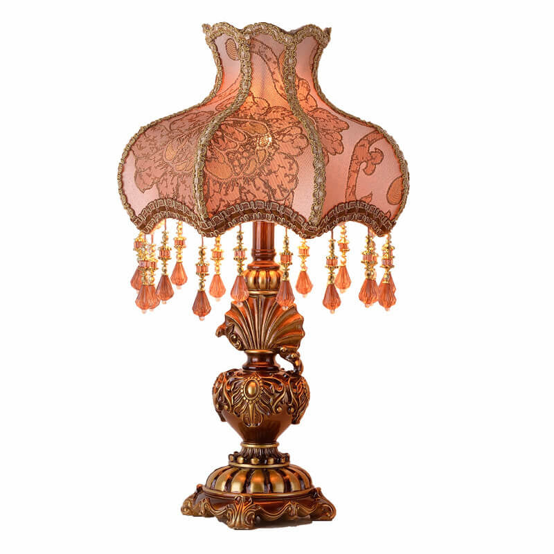 Peach palace fabric resin table lamps for bedroom
