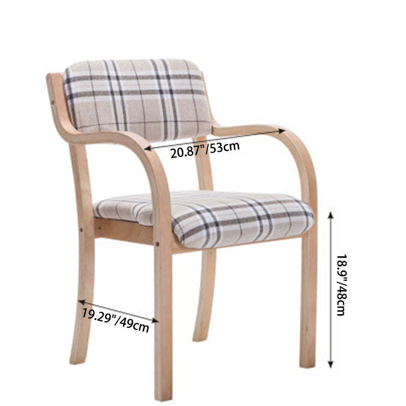 Nordic Wood Fabric Leather Velvet Dining Chair — Khaki