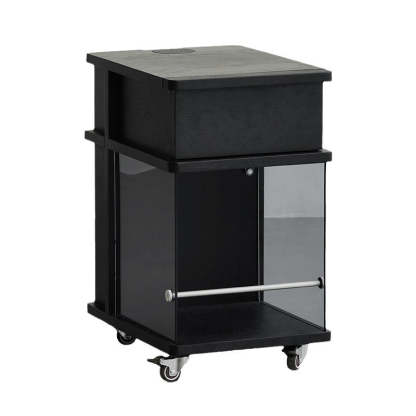 Minimalist Solid Wood Glass Square Nightstand 1-Cabinet