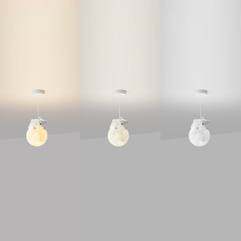 Contemporary Resin Rabbit Moon Kids Pendant Light