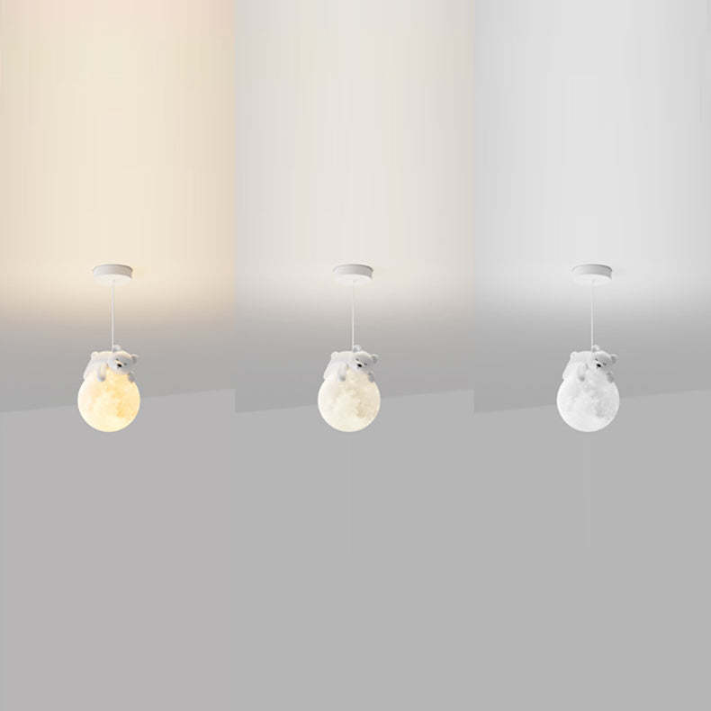 Contemporary Resin Rabbit Moon Kids Pendant Light