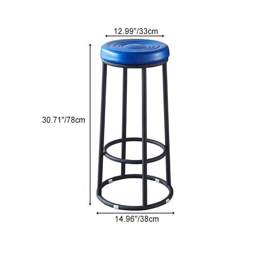Modern Leather Steel Cotton Round Bar Stool — Other Color Please Contact
