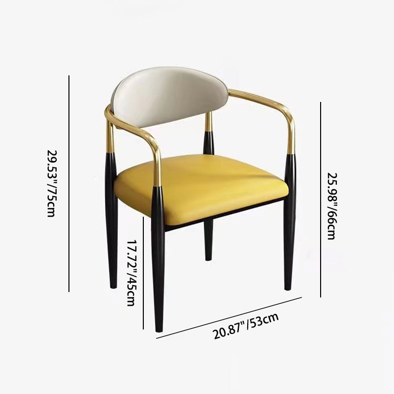 Modern Leather Metal Cushion Dining Chair — D