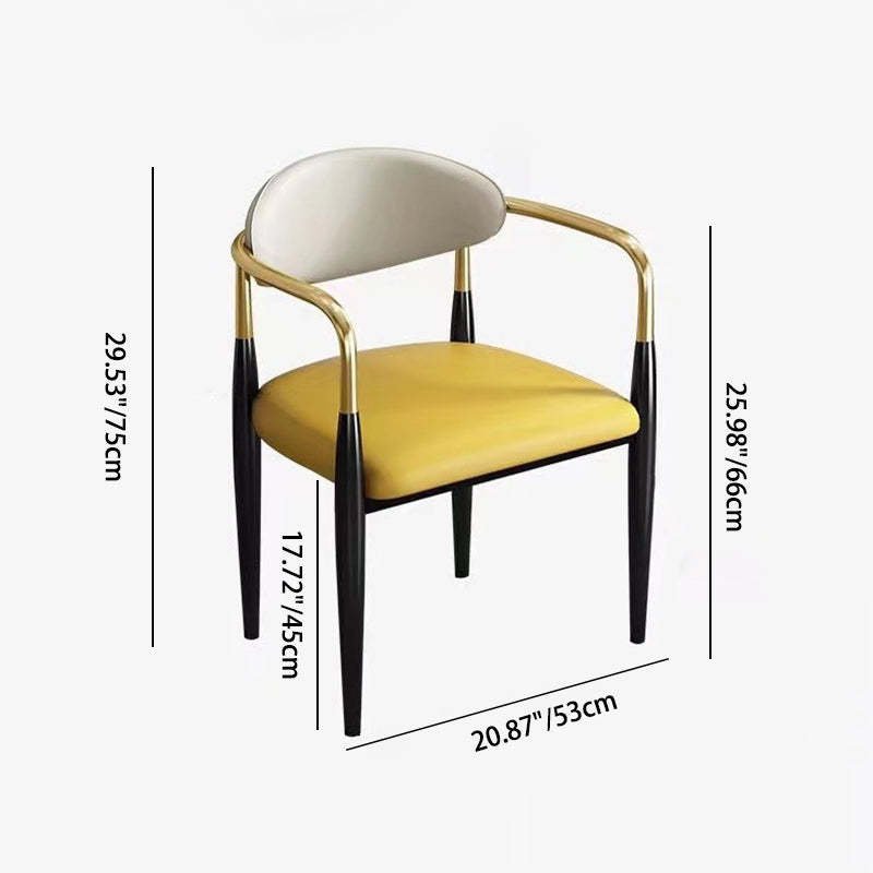 Modern Leather Metal Cushion Dining Chair — D