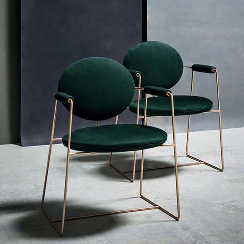 Scandinavian Microfiber Leather Round Dining Chair