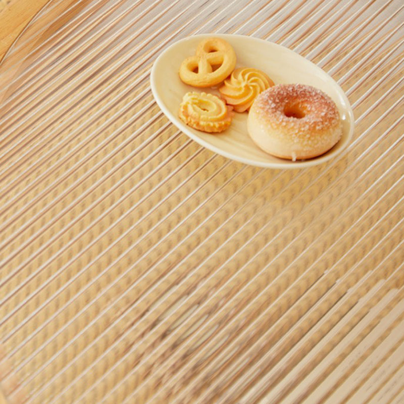 Minimalist Solid Wood Glass Rattan Coffee Table — Cherry