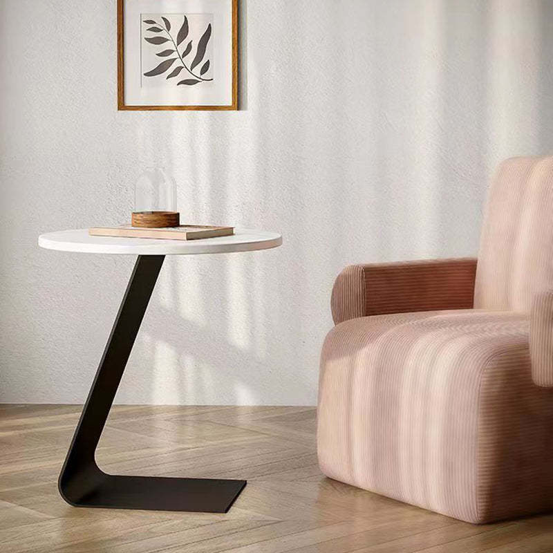 Scandinavian Round Rock Slab Iron Coffee Table