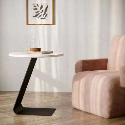 Scandinavian Round Rock Slab Iron Coffee Table