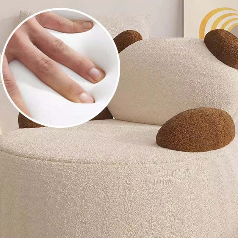 Contemporary Bear Lambswool Wood Accent Chair