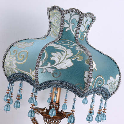 European Blue Fabric Tassel Resin Table Lamp