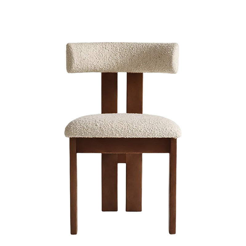 Scandinavian Wood Lambswool Semi-Round Dining Chair