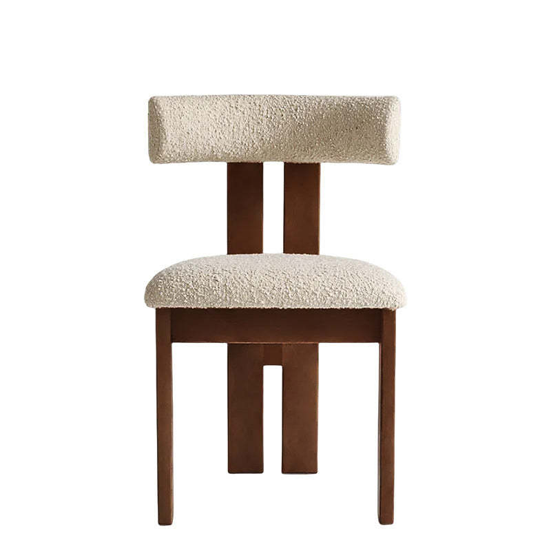 Scandinavian Wood Lambswool Semi-Round Dining Chair