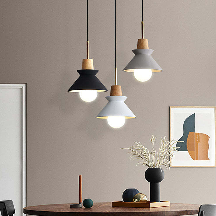 Nordic Macaron Wood Cement Pendant Light