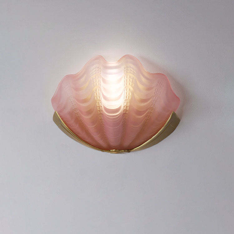Art Deco Shell Brass Glass Wall Sconce — Transparent / 220V-240V For UK/AU