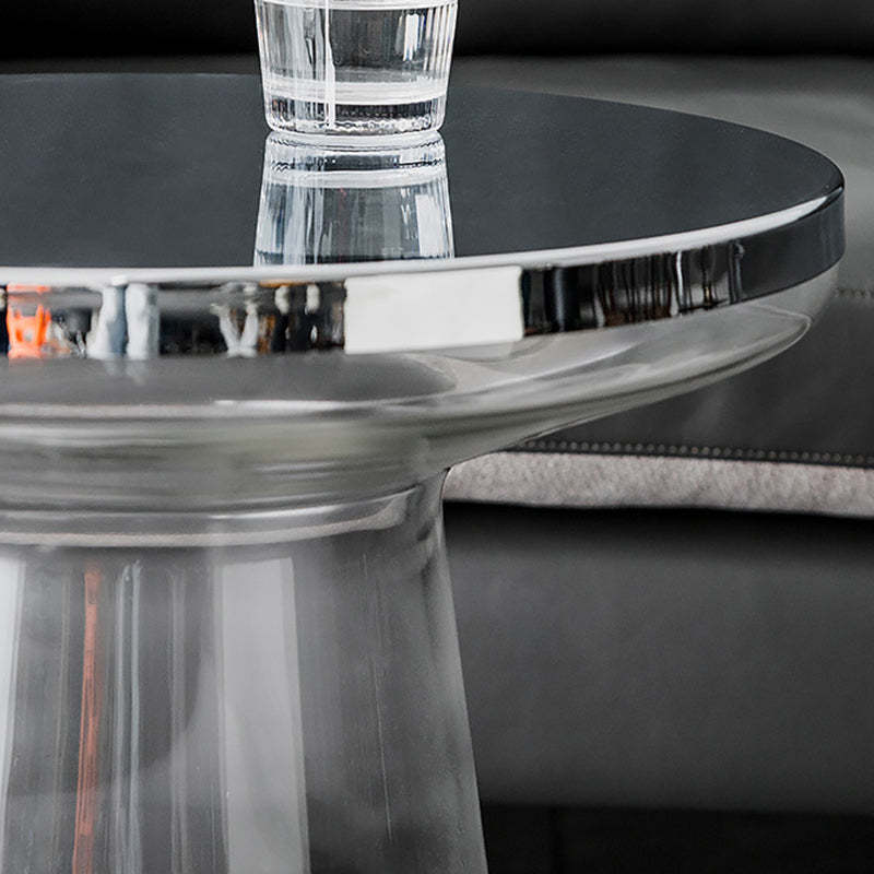 Contemporary Glass Metal Round Coffee Table 1-Cabinet