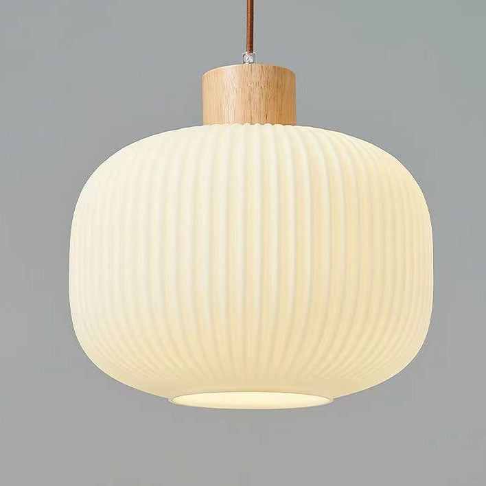 Japanese Log Wood Glass Jar Island Chandelier