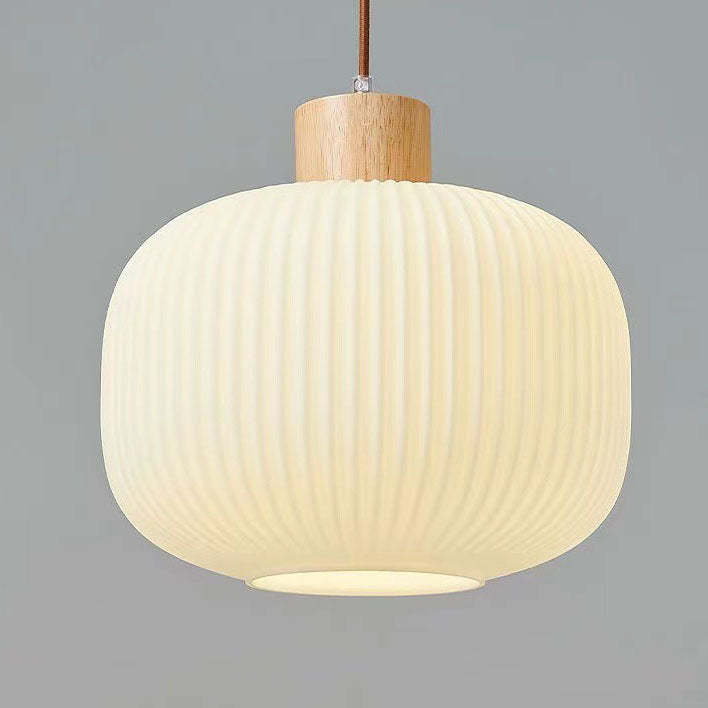 Japanese Log Wood Glass Jar Island Chandelier