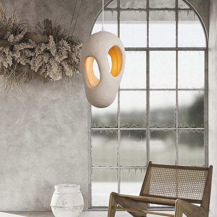 Japanese Wabi-sabi Resin Circle Pendant Light