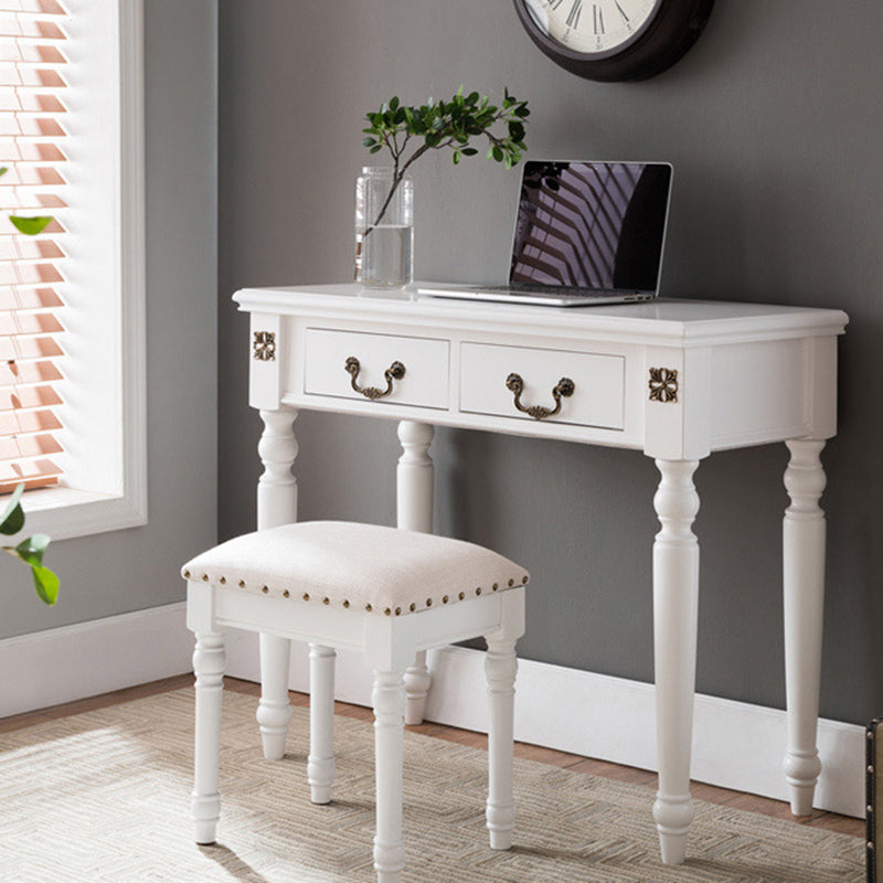 Scandinavian Linen Leather Wood Vanity Stool