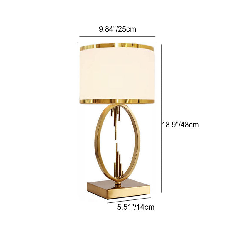 Mid-Century Square Metal Fabric Table Lamp