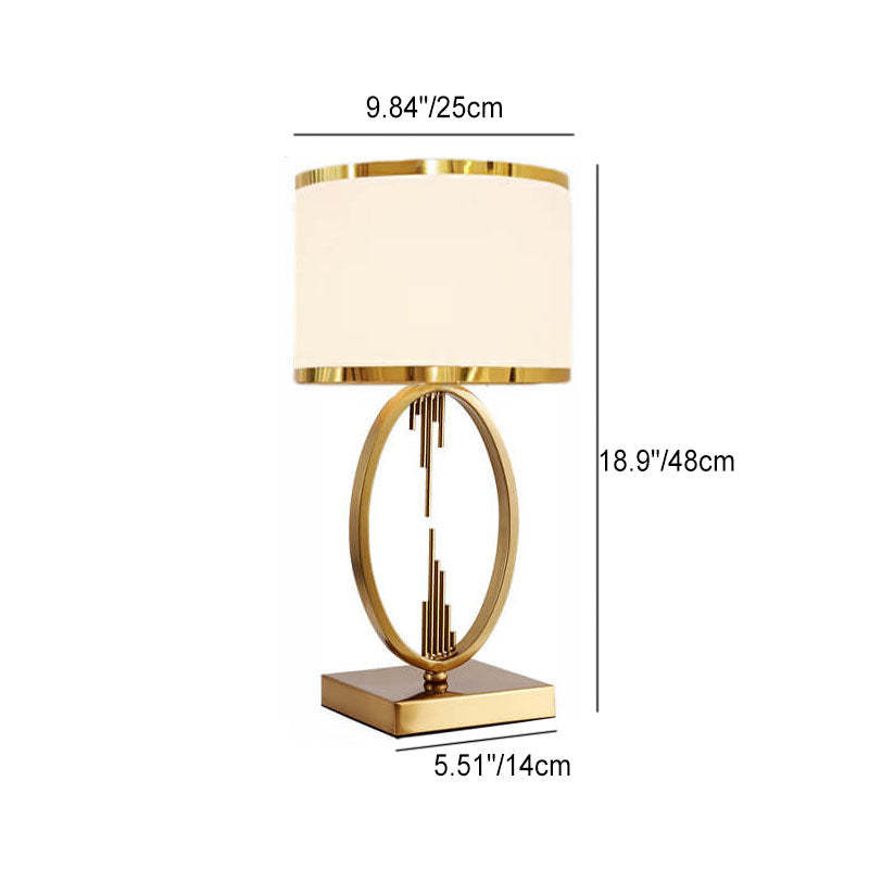 Mid-Century Square Metal Fabric Table Lamp