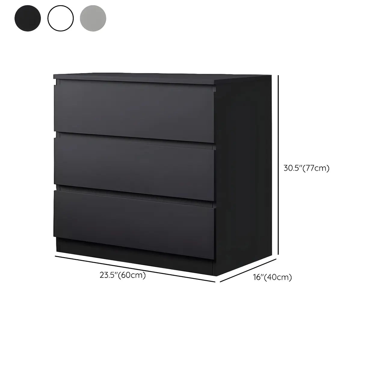Sleek Black Drawers Wooden Dresser for Bedroom #size