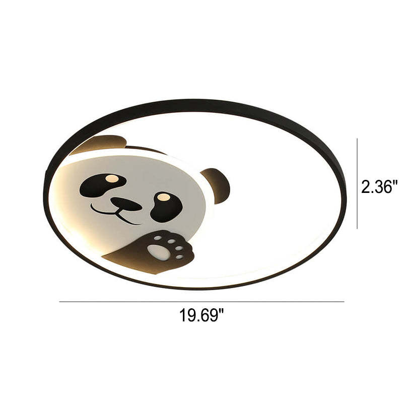 Cartoon Panda Round LED Flush Mount Light