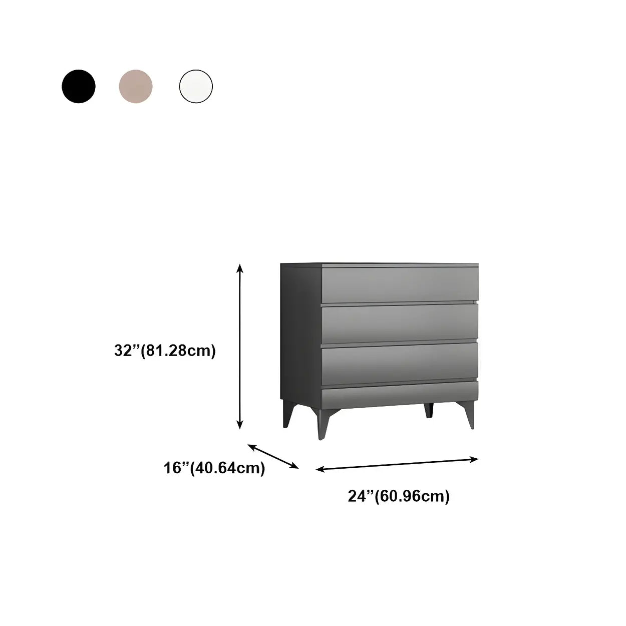 Dark Khaki Finish Oak Wood Dresser for Drawers #size