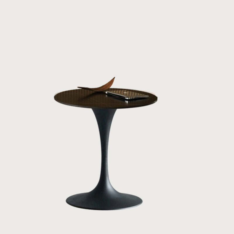 Minimalist Round Slate Wood Coffee Table