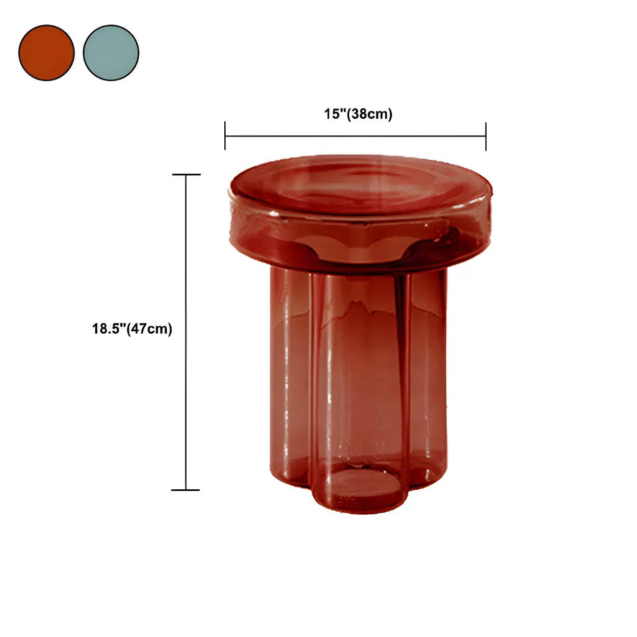 Round Green Glass Decorative Pedestal Side Table