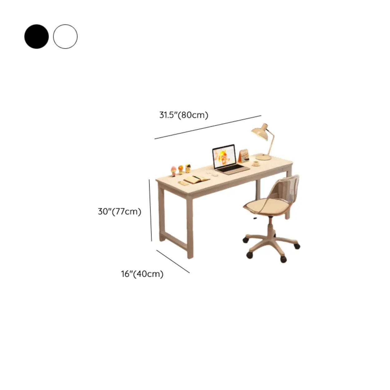 Double White Wood Writing Desk with Storage — White / Table Only