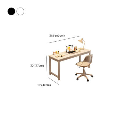 Double White Wood Writing Desk with Storage — White / Table Only