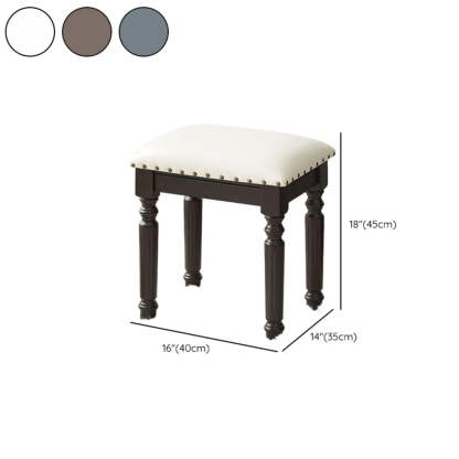 Blue Wood Upholstered Accent Vanity Stool