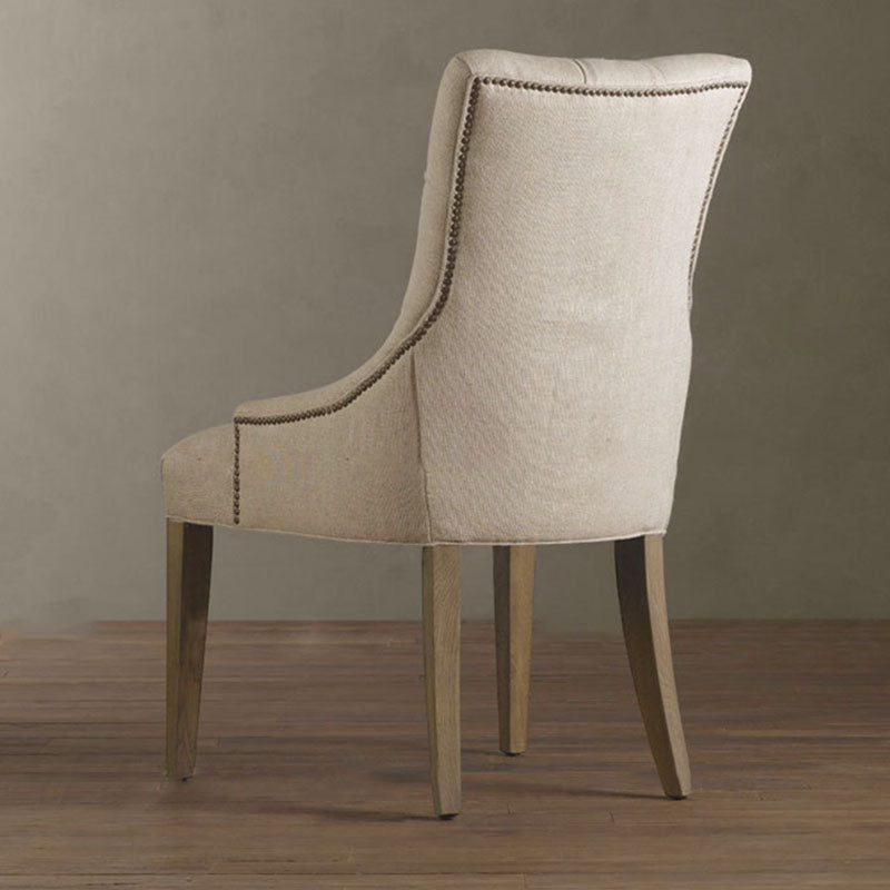 Scandinavian Thick Linen Wood Dining Chair