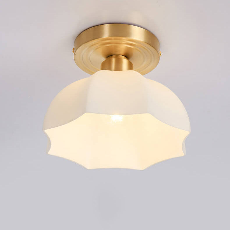 Japanese dome semi-flush semi-flush mount light in brass — Warm White (3000K) / 220V-240V (UK/AU)