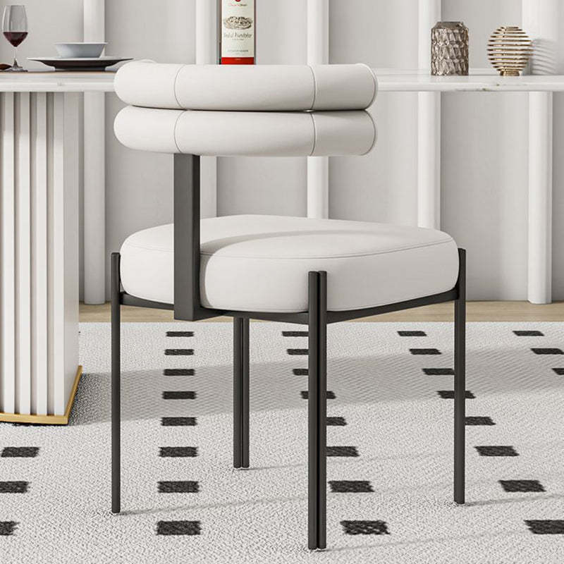 Contemporary Half-Arc Leather Metal Dining Chair