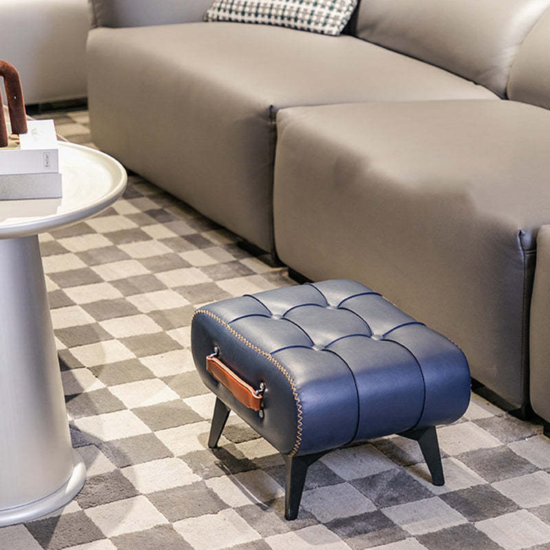 Modern Tufted Faux Leather Portable Footstool
